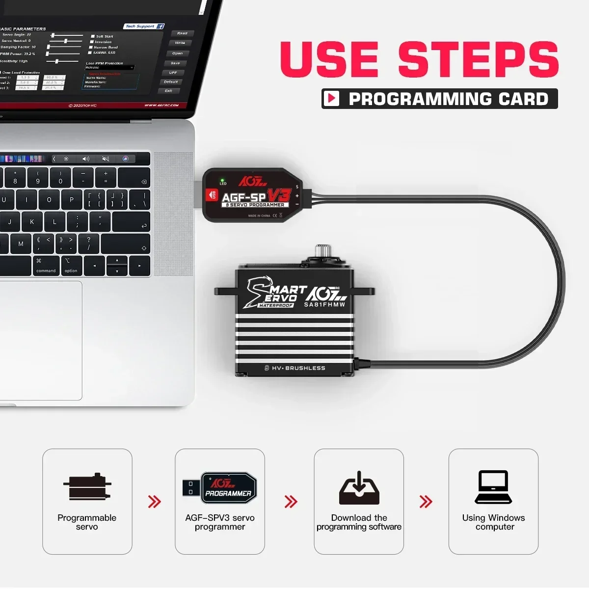 AGFRC SA81FHSW 68KG Waterdicht Monster Torque Steel Gear Borstelloze Grote Smart HV Digitale Servo Voor RC Auto Boot Lier Vliegtuigen