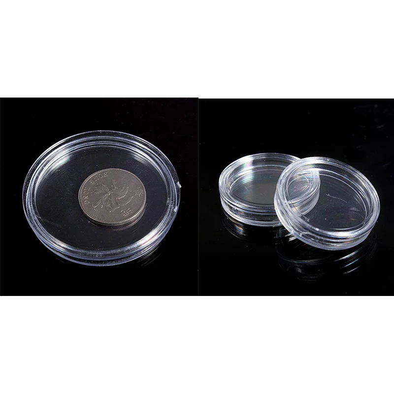 20 Pcs Transparent Plastic Small Round Box Coin Box, 10 Pcs 23Mm & 10 Pcs 24Mm