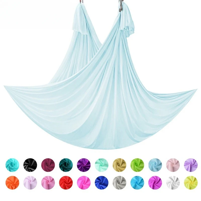 Aerial Hammock Set 5m Medium Elastic Solid Color Suspender Yoga Studio Fitness Anti-Swing Belt Accessories