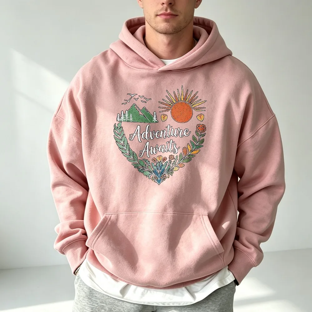 Adventure Awaits Nature Mountain Outdoors Lover Hiker Hiking Zip Hoodie Pullover Hoodie Long Sleeve Hooded Men Women Unisex Y2K