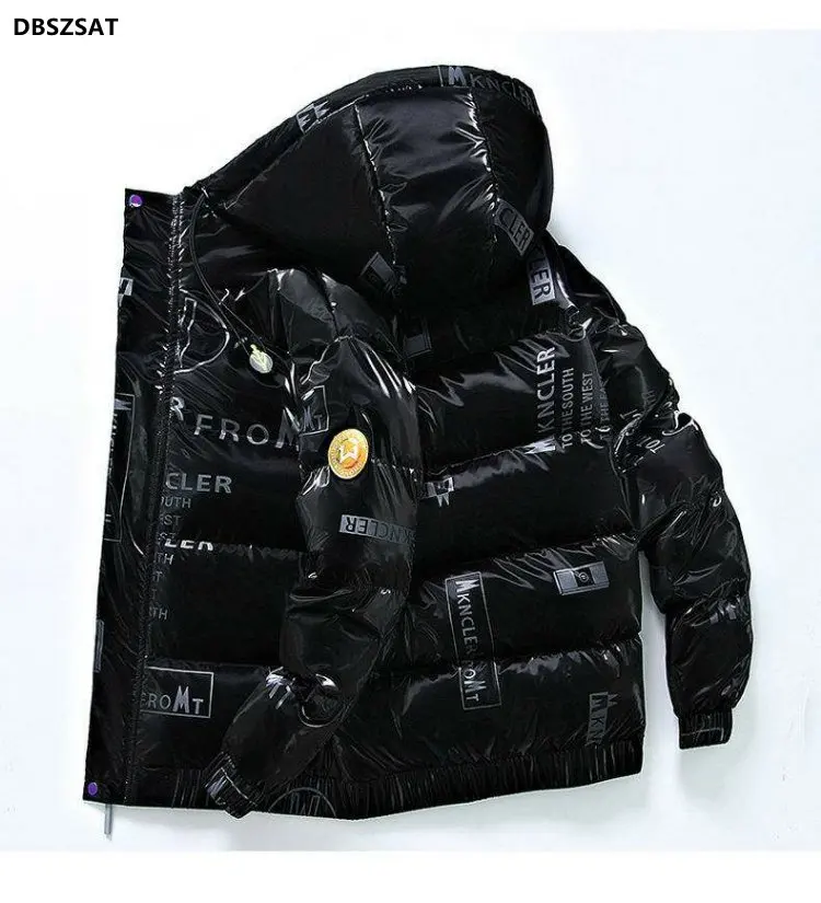 New men\'s fashion brand winter white duck down jacket Korean version of the trend of thickening short shiny jacket casual youth