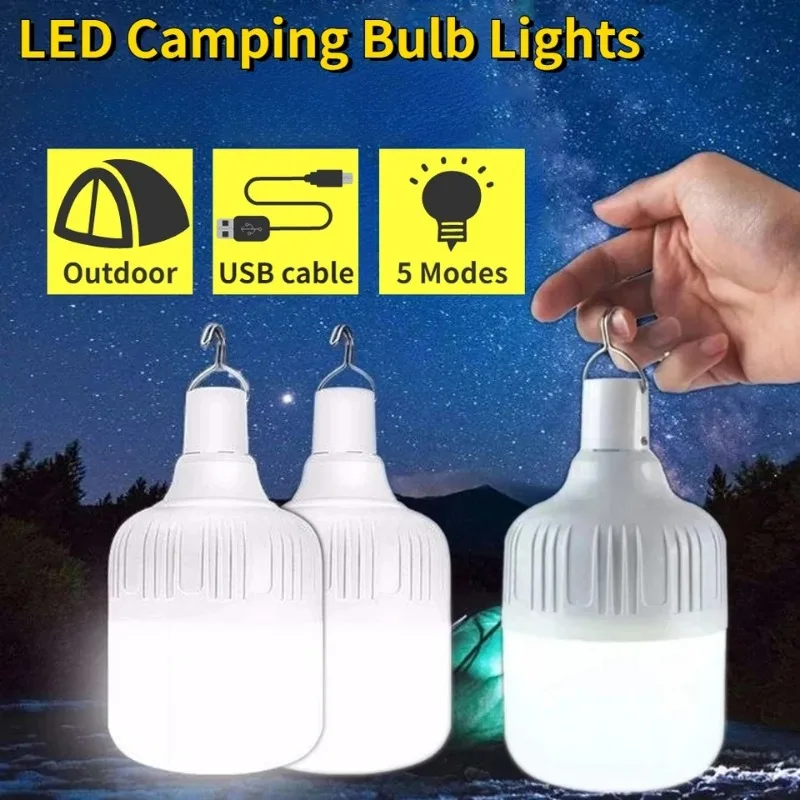 20W 40W 80W 100W USB Rechargeable Camping LED Night Light Portable Outdoor Camping Lantern Lights with Hook Emergency LED Lamp