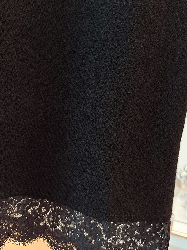 جديد الصينية Sle عالية الخصر الدانتيل لصق طويل محبوك f تنورة حجم كبير المرأة مرونة الخصر التخسيس الخريف Faion