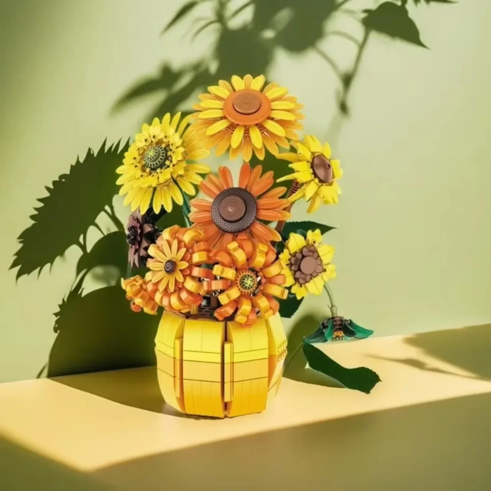 MOLD KING 1009 Uds. Juegos de construcción de flores 11002 girasoles maceta ramo plantas Kits bloques de construcción decoración del hogar/día de la madre