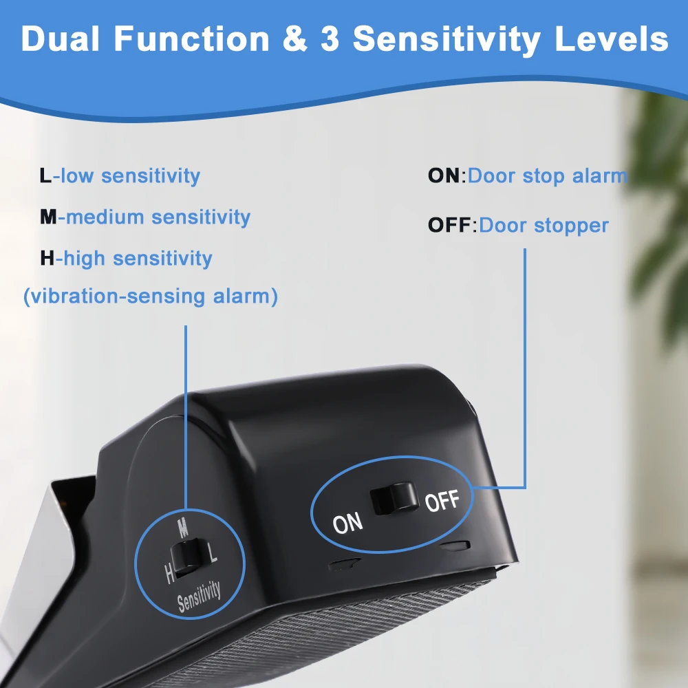 2PCS 120dB Door Stop Alarm Door Rear Retainer Emergency Alarm Device Home Security Anti-Theft Door Block System