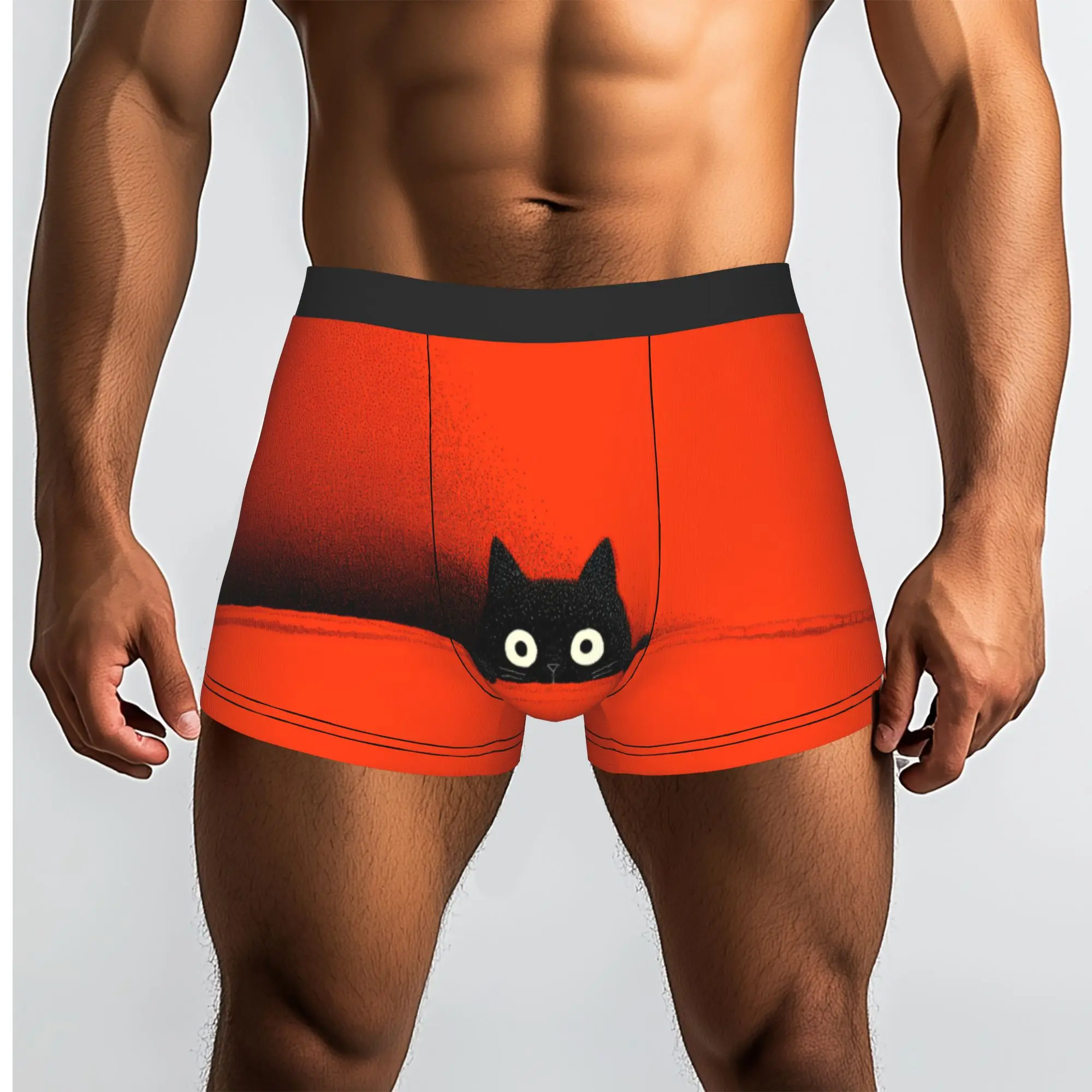 Customized Black Cat Animal Boxer Shorts For Men 3D Printed  Underwear Panties Briefs Stretch Underpants