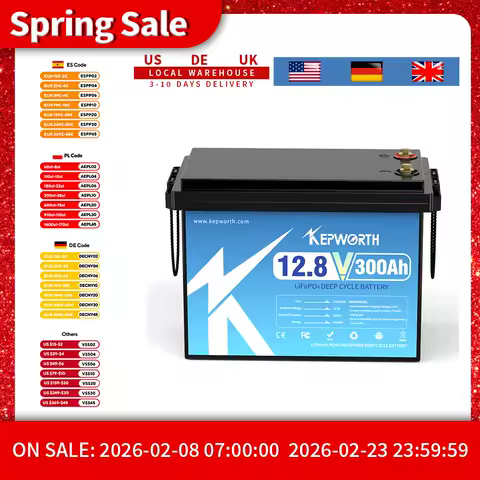KEPWORTH 12V 300Ah LiFePO4 Battery, Built-in 200A BMS 3840Wh Energy Deep Cycles, Perfect for Off-Grid, Motorhome, Solar System
