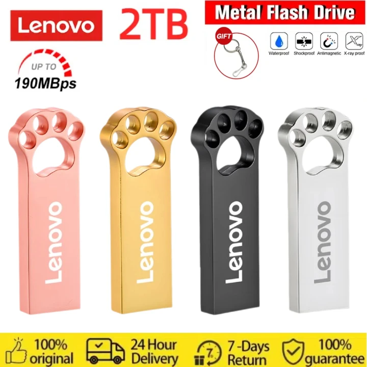 Lenovo-memoria Usb 3,0 de 2TB, Pendrive de Metal tipo C, resistente al agua, de alta velocidad, 1TB, 512G