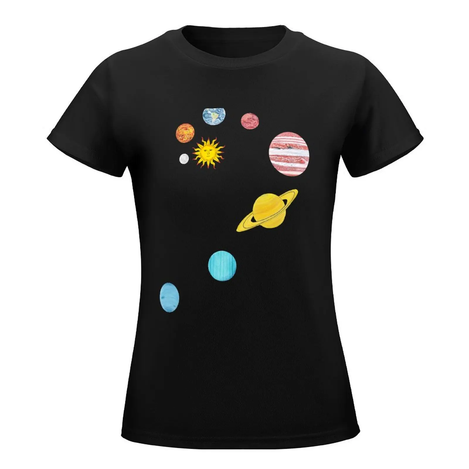 Solar system T-Shirt cute tops Female clothing shirts graphic tees hippie clothes plus size t shirts for Women loose fit