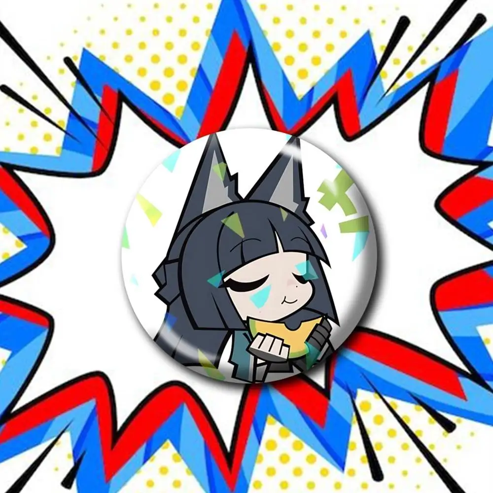 Hoshimi Miyabi Game Z-ZenlessZZ  Customizable Round Brooch Pins, Personalized Badges With Broken Glass Design Fashion Accessory
