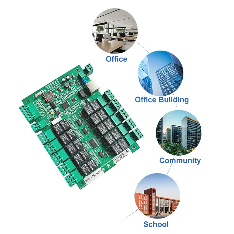 TCP/IP 10 Floors Elevator Access Control Biometric Cabinet Lock Controller Lift Floor Card Access Control Board Panel