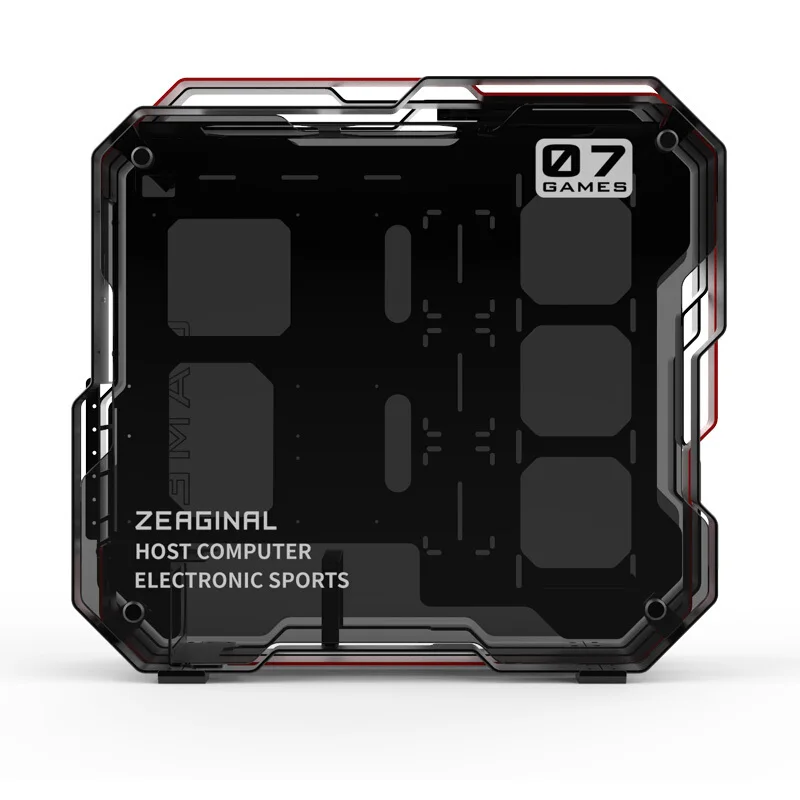 ZEAGINAL ZC-07 ATX mid-tower chassis tempered glass side transparent all-aluminum computer DIY host open black and red chassis