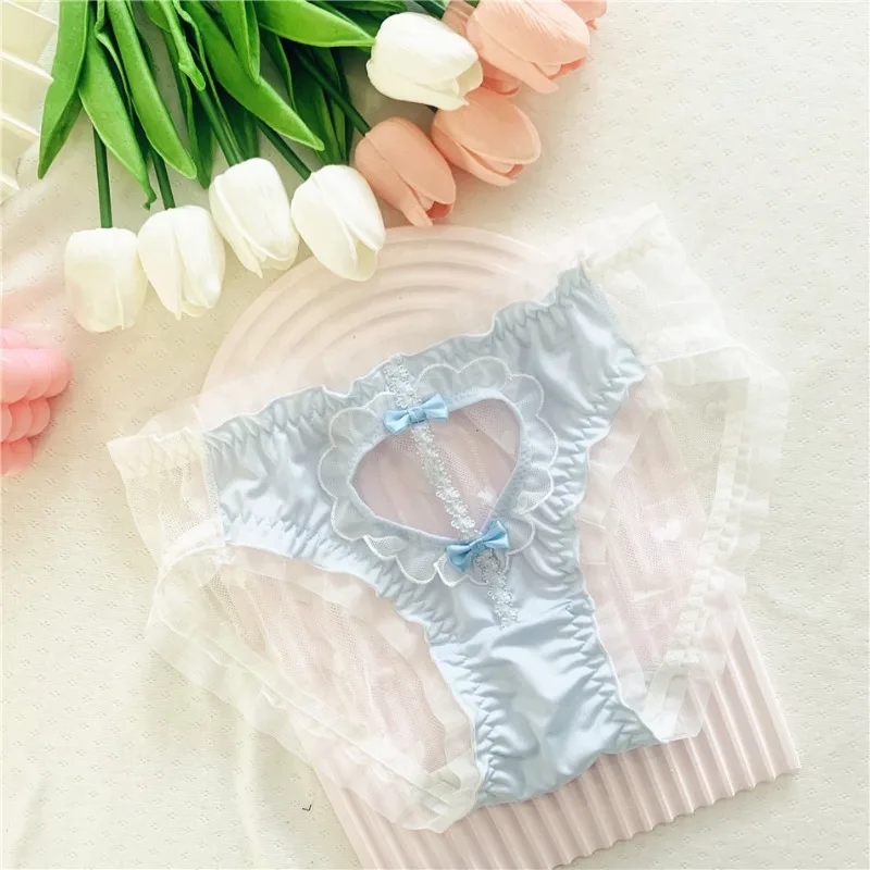 Bragas bonitas y encantadoras de encaje para mujer, ropa interior elástica y transpirable estilo princesa Lolita, tentación transparente