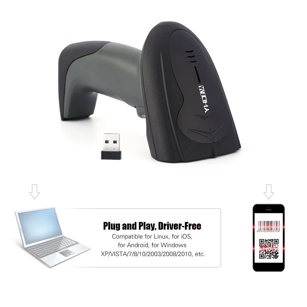 Picture 6: YHD-1200 Wireless & Wired Barcode Reader with Stand, 1D 2D QR Barcode Scanner with Auto-Induction, Laser CCD Bluetooth USB