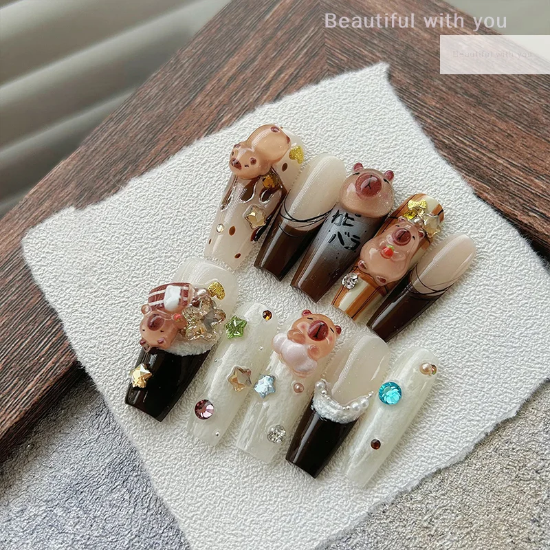 

Cute Capybara Nail Patches DIY Resin Nail Jewelry Accessories Cartoon Nail Sticker Decoration Ornament Manicure For Girls Gift