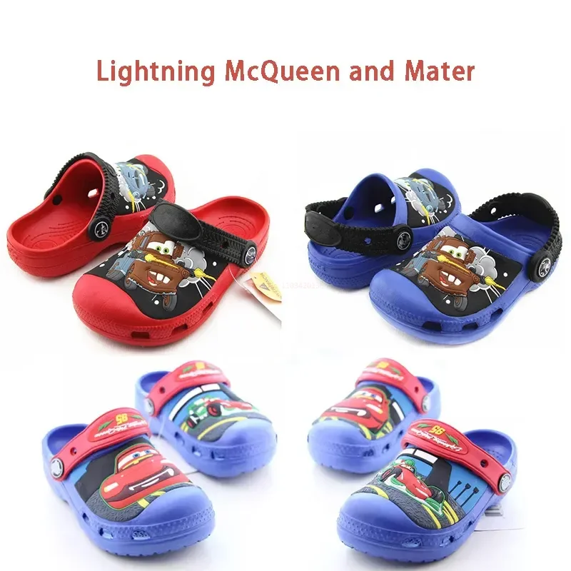 

Disney Car Story Lightning Mcqueen Mater Cartoon Children's Hole Shoes Car Lightweight Non-slip Beach Slippers Birthday Gift