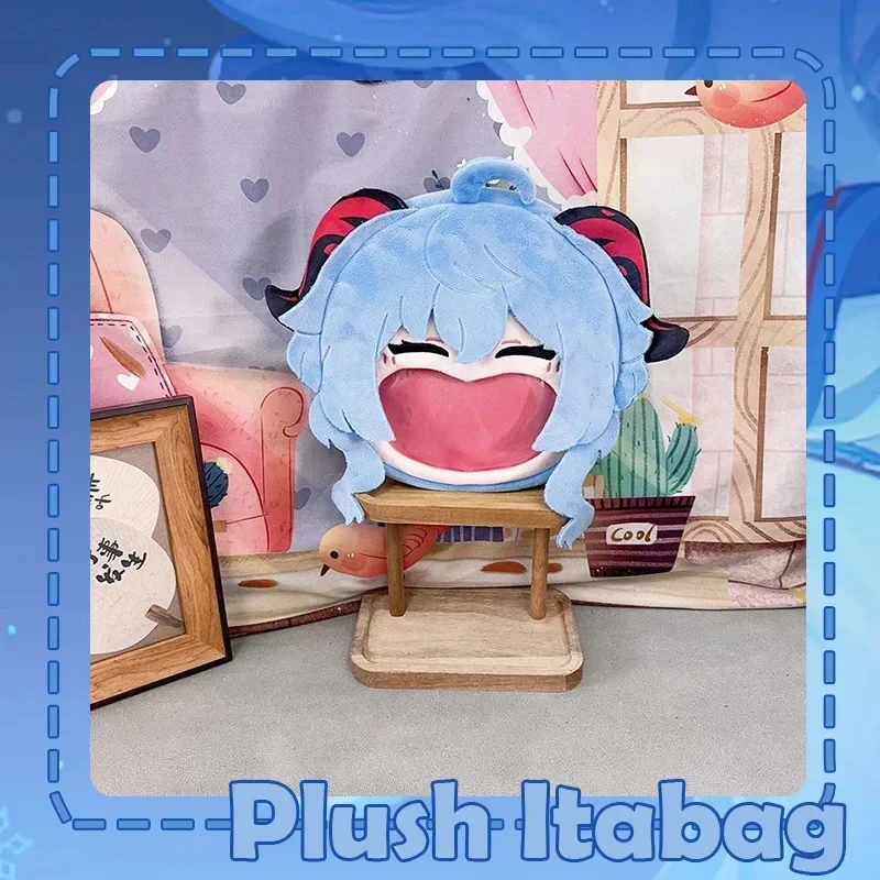 Jeu Genshin Impact Ganyu Cosplay sac en peluche grande bouche rire visage Transparent bleu Itabag sac à dos Anime bandoulière sac à bandoulière
