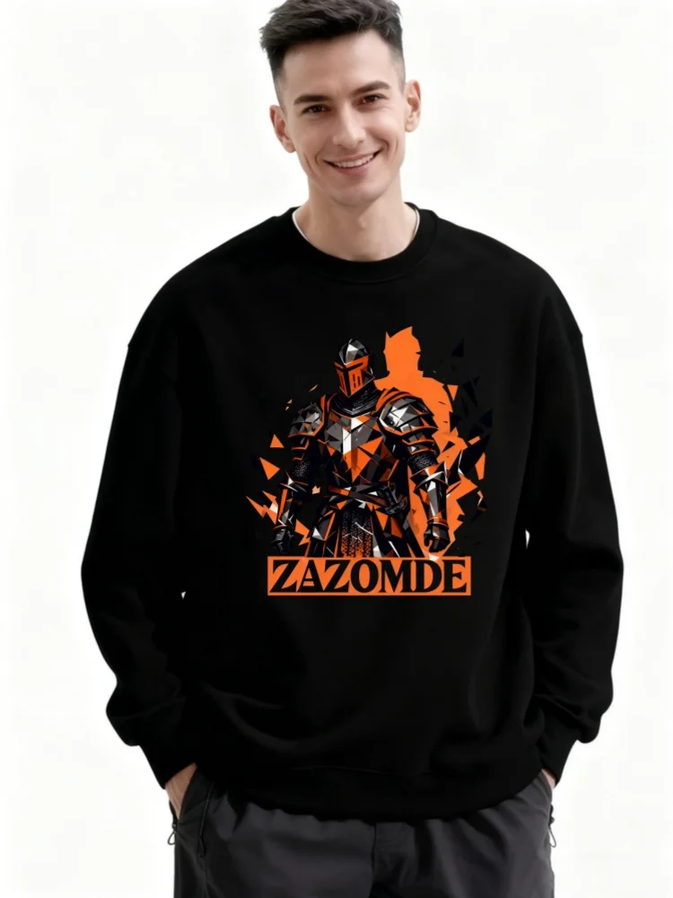 

ZAZOMDE Мужская ретро американская повседневная толстовка с круглым вырезом в классическом стиле, пуловер с длинными рукавами, мягкий хлопковый топ свободного покроя