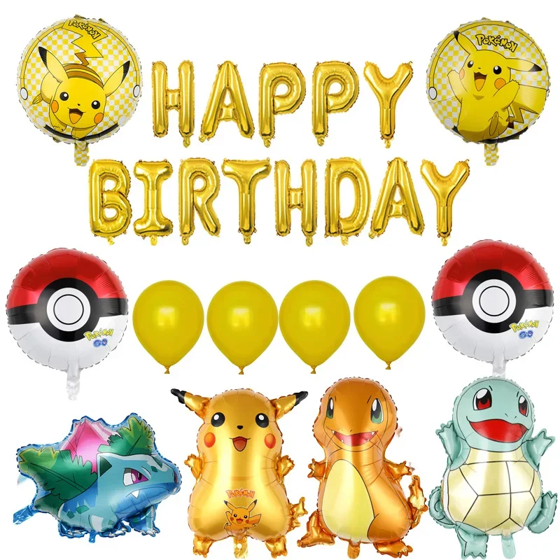 25pcs Cartoon Pokemon Pikachu Theme Foil Balloons Set Colorful Latex Balloon Kids Birthday Baby Shower Party Decora Supplies