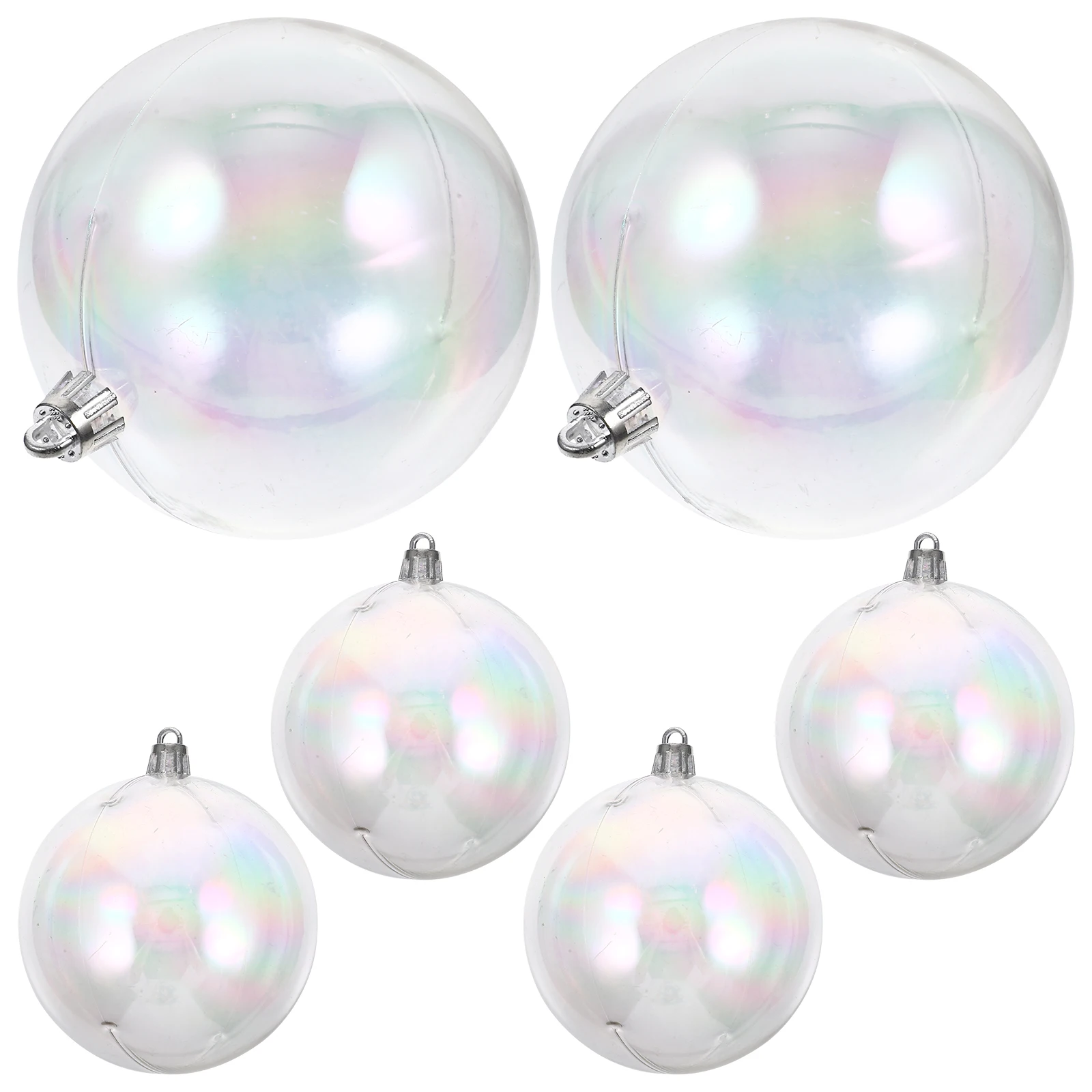 

6pcs Colored Fantasy Decorative Balls Iridescent Transparent Ornaments for Tree Hanging Christmas Party Supplies