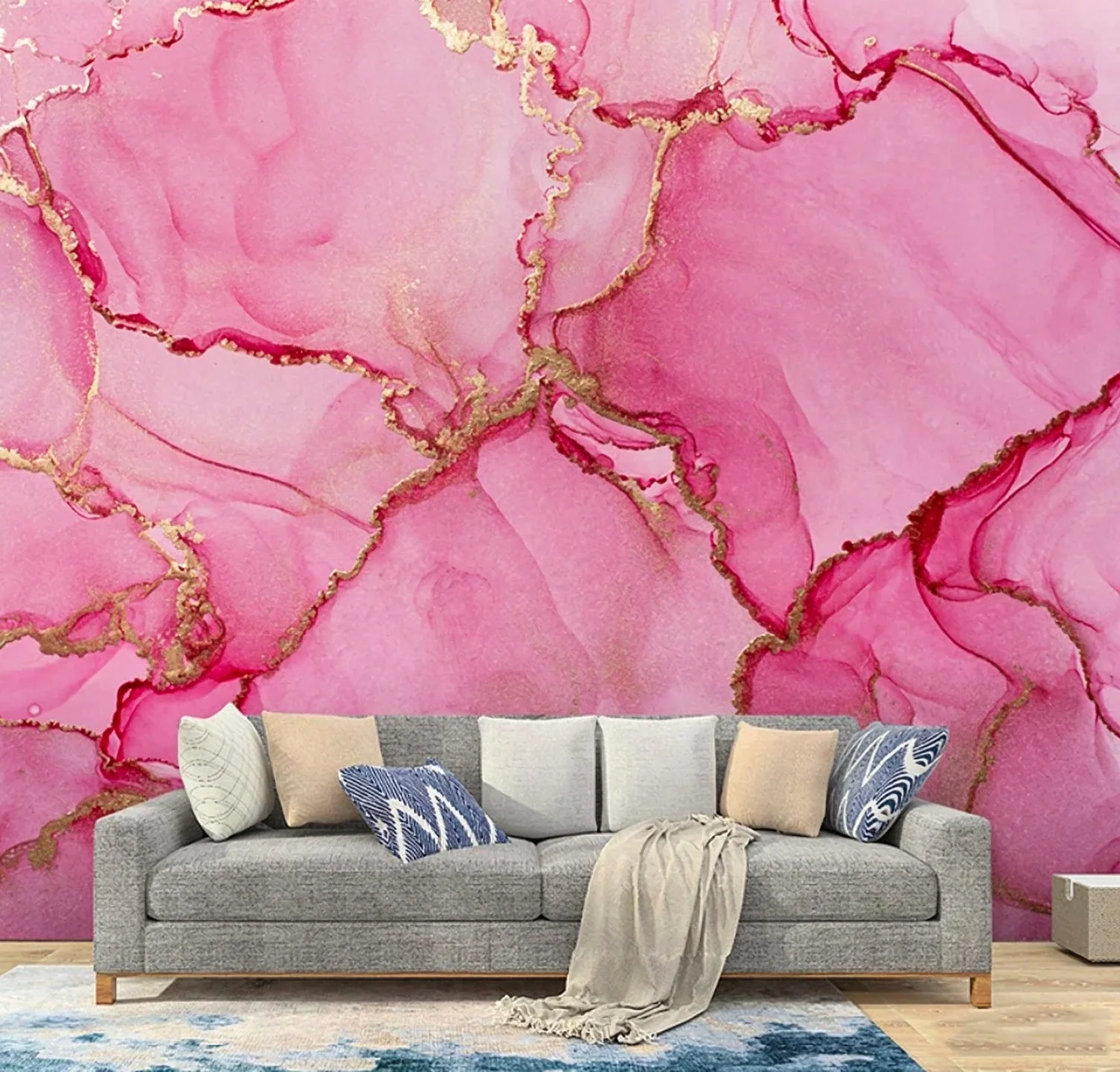 Gilded and dyed marble ink wallpaper entrance background wall light luxury style customization papel de parede