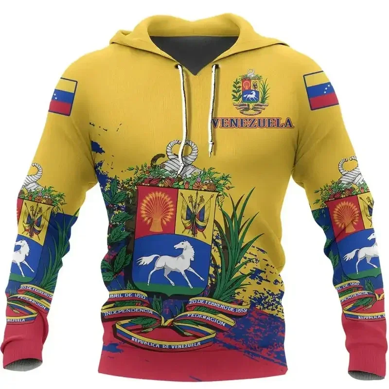 Proud of Venezuela Nation Flag Emblem Graphic Hoodies for Men Clothing 3D Sweatshirt Fashion Streetwear Pullover Tracksuit Hoody