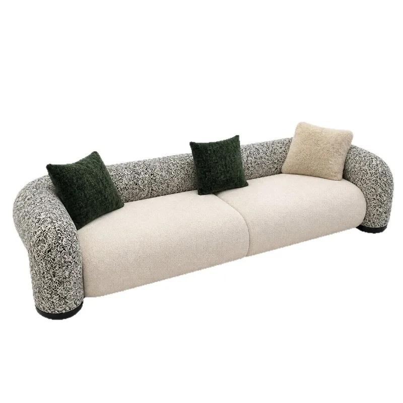 Large flat living room lamb wool arc fabric sofa