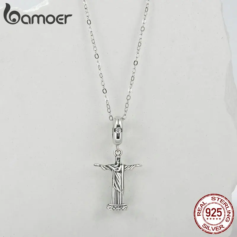 Bamoer Originele 925 Sterling Zilver Notre Dame De Paris Christ Verlosser Cz Hanger Charme Diy Voor Vrouwen Feest Cadeau Fijne Sieraden