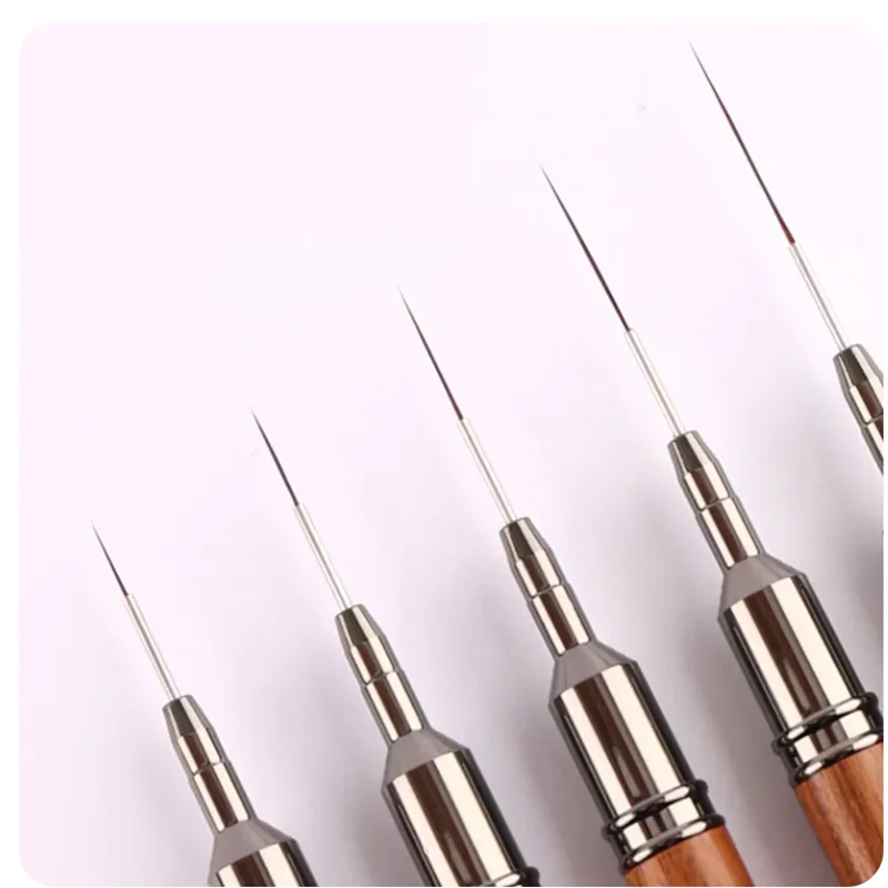 5pcs/set Round Wood Handle Art Liner DIY Painting Brush Drawing Lines Stripe Flower Painting Pen Nail Liner Brush Set with 5size