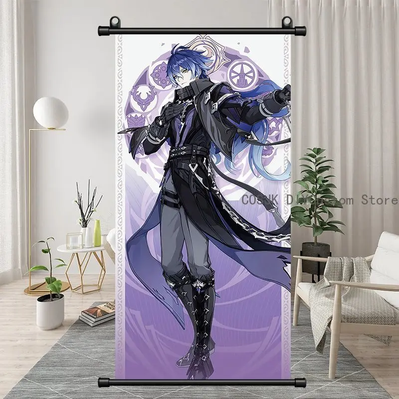 

Anime Genshin Impact Kyryll Chudomirovich Flins Wriothesley Scroll Canvas Wall Hanging Painting Home Adorn Poster Wall Art
