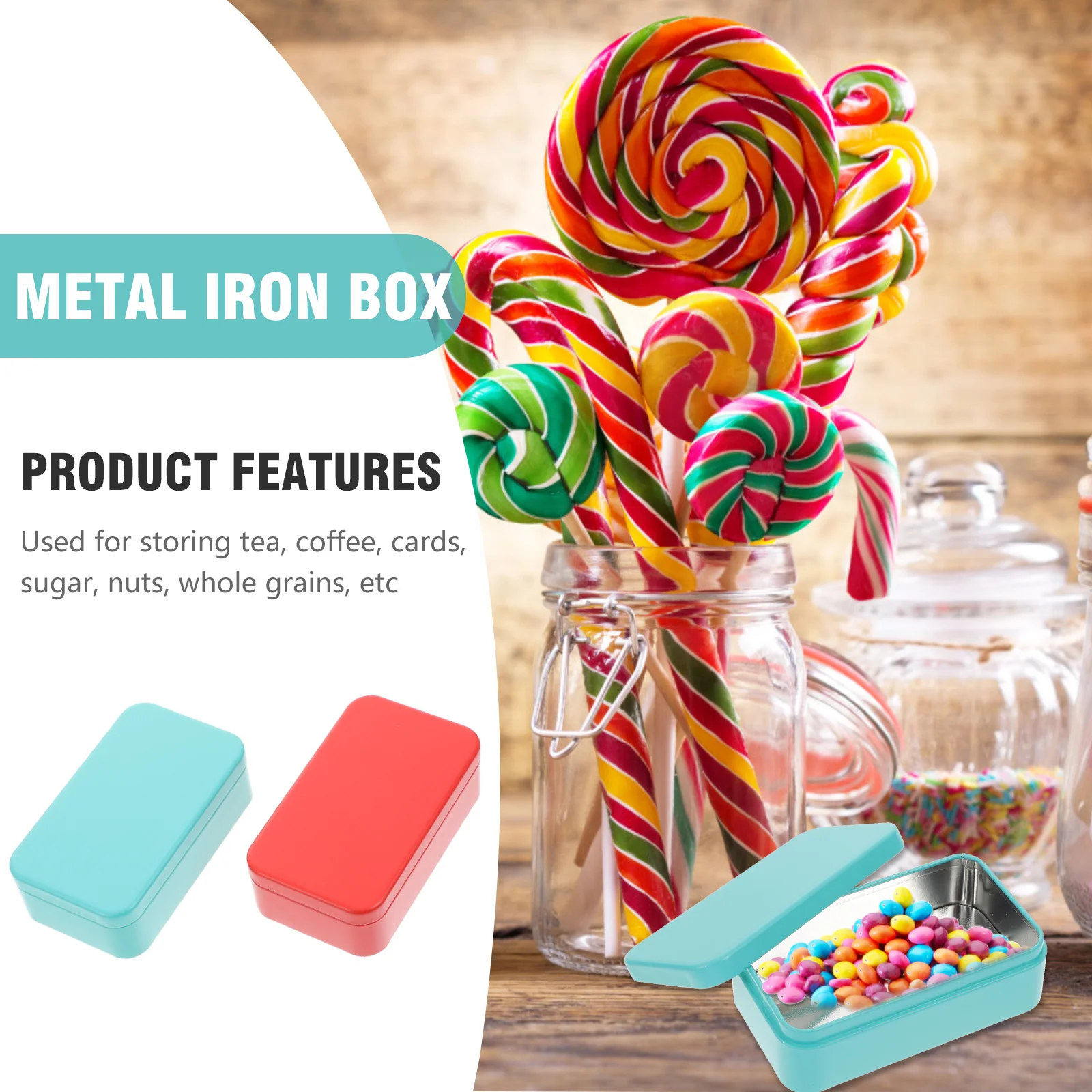 

4pcs Metal Tin Box Square Tea Storage Container Sealed For Home Travel Camping Kitchen Organization Gift Treat Box