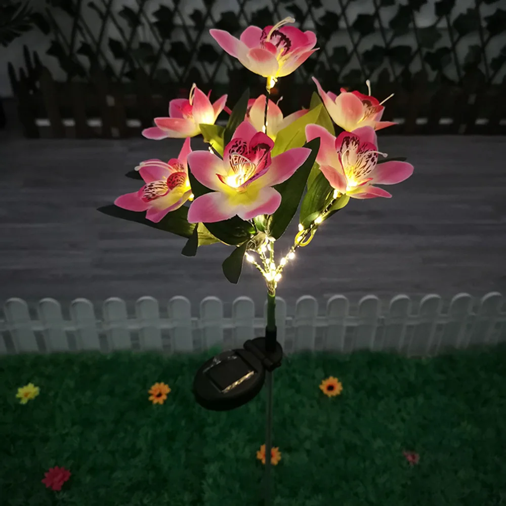 

Solar Light LED Orchid Lawn Lamp Outdoor IP65 Waterproof Garden Villa Aisle Corridor Christmas Decoration Fluorescent Lamp