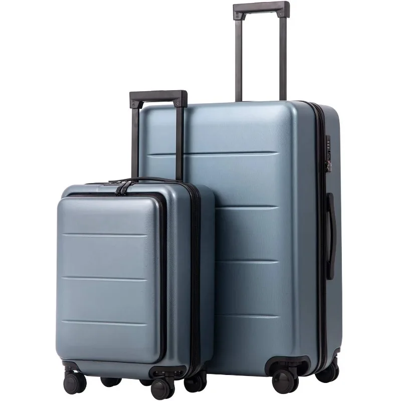 Custom Aluminum Frame Suitcase Carry On ABS+PC  Trolley  Luggage Suitcase Set with pocket Weekend Bag