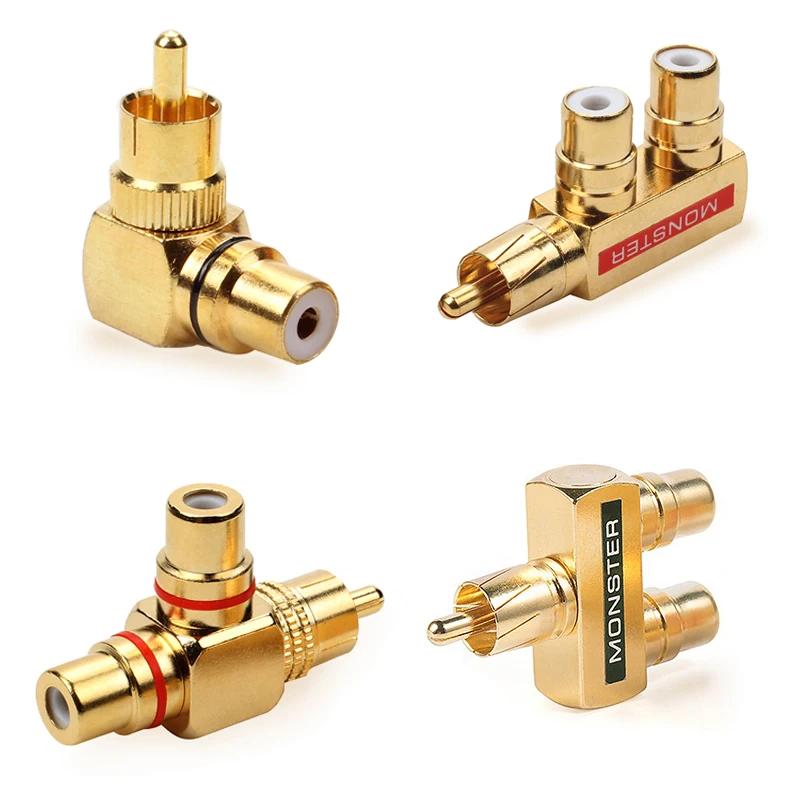 

RCA Male To RCA Female Lotus Connector Tee Type 3Way Splitter for AV Audio and Video Converter Adapter Gold Plated Copper Brass