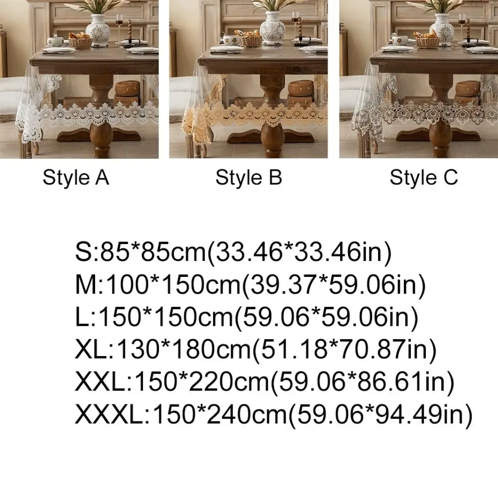 Waterproof PVC Tablecloth Oil Proof Lace Embroidered Dining Table Cover Transparent European Style Desk Mat Living Room