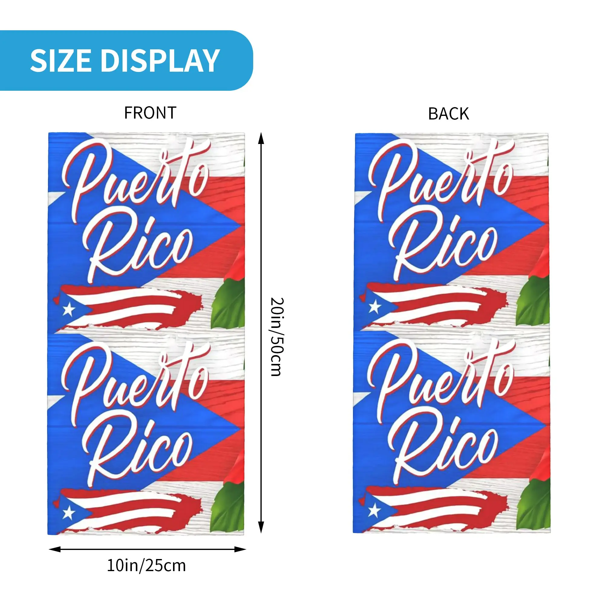 Puerto Rico Flag Pattern Bandana Neck Cover Printed Wrap Mask Scarf Headband Riding Unisex Adult Washable