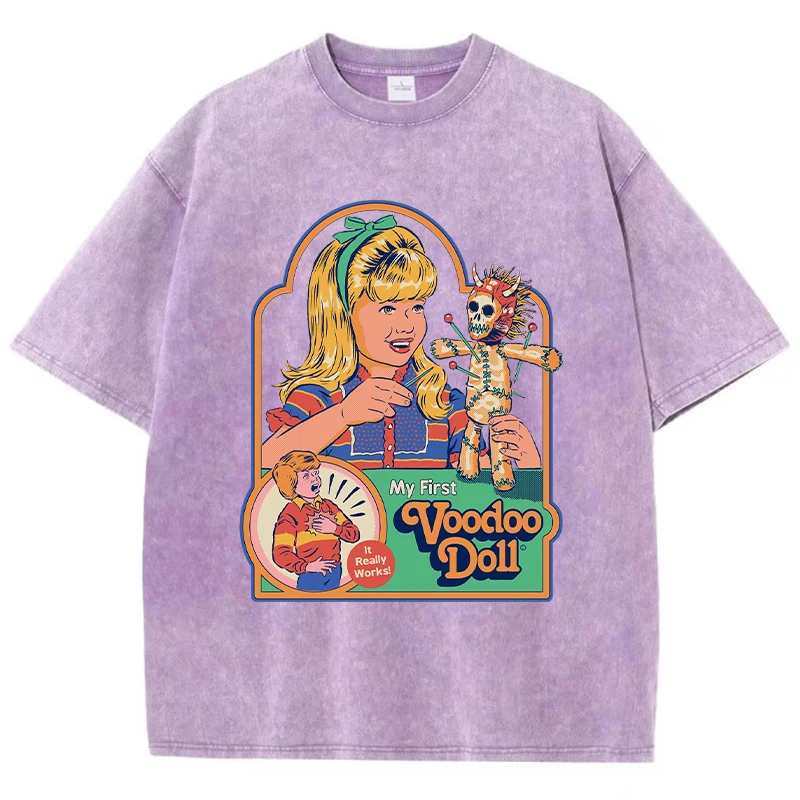 تي شيرت نسائي مطبوع عليه دمية فودو ، تي شيرت صيفي قابل للتنفس ، تيشيرتات على الموضة في الشوارع ، ملابس رياضية غير رسمية رائعة