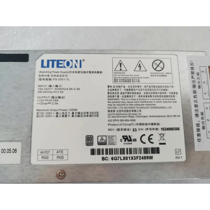 for Lite-On Platinum 12V45A 550W Server Power Supply 45A Switching Power Supply L
