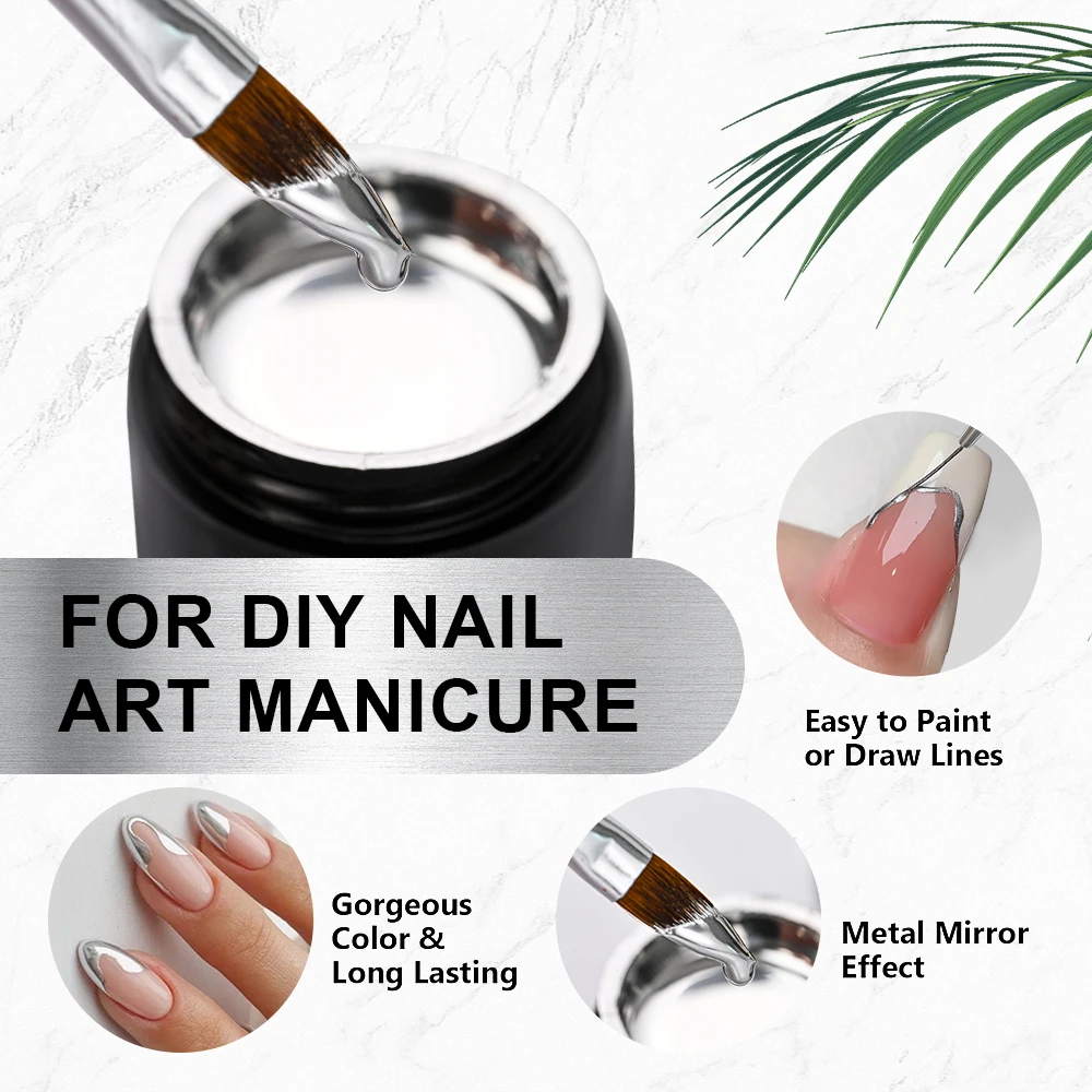 5 g/jar natal 9d brilhante-prata espelho efeito pintura de unhas gel metal prata linha francesa gel de unhas diy prata desenho de unhas gel