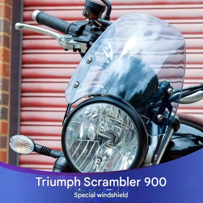 FOR Vintage Style Front Windshield Fit Triumph Scrambler 900, Clear Wind Deflector Smooth Surface Easy to Clean