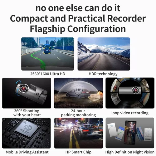 Imagen 2 del producto Cámara de coche HP F488 cámara de salpicadero 3k 1660P HD visión nocturna WiFi DVR vídeo bucle monitoreo de estacionamiento cámara de salpicadero de coche