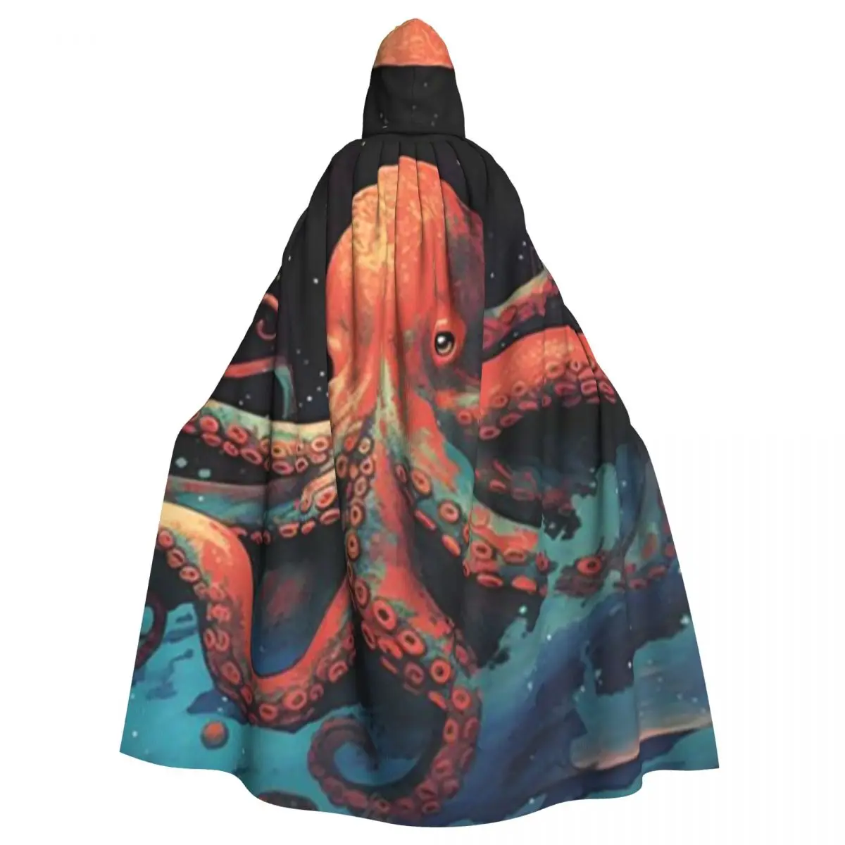 

Octopus Dream Long Hooded Cloak Witch Medieval Costume Cosplay Cape HalloweenParty Adult Unisex