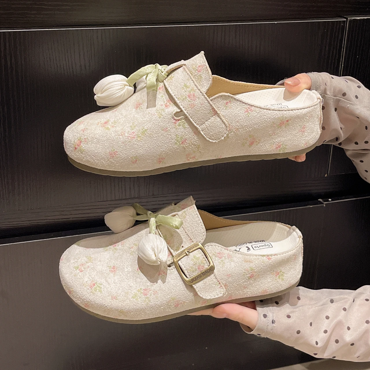 

Floral Tulip Women's Platform Mules - 5CM Heel, Open Toe, Slip-On, 2025 New Summer Style, Suitable for Outdoor Wear