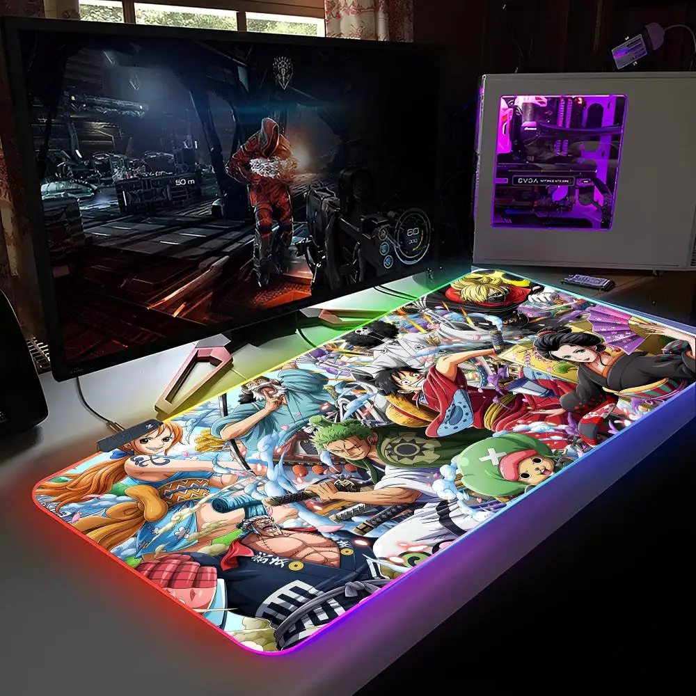 O-One P-Pieces アニメ ルフィーズ マウスパッド RGB バックライト付きマウスパッド ラップトップマウスパッド ラップトップゲーマー コンピューターデスク ゲームアクセサリー