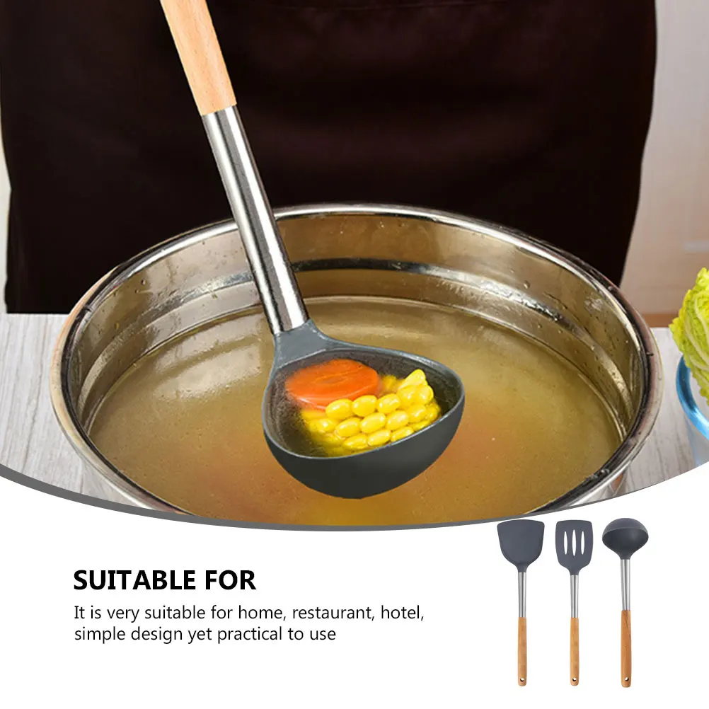1 set Cooking Tool Set Non-stick Kitchen Utensils Handle Spoon Spatula Stir Fry Practical Easy Clean Storage Cooking