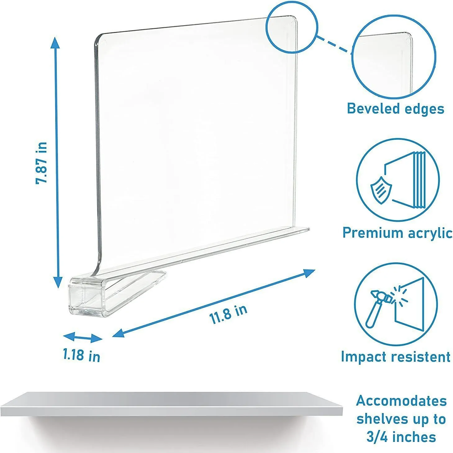 2/4/6PCS Clear Acrylic Closet Shelf Bookcase Divider Home Use Wardrobe Shelf Bookcase Divider Baffle Commodity Storage Organizer
