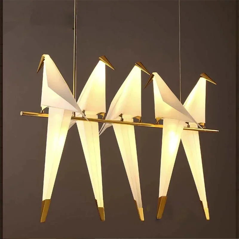 

Paper Chandelier Birds For Restaurant Living Room Dining Room Children's Room Origami Lamp LED Bird Designer Chandelier Lamp