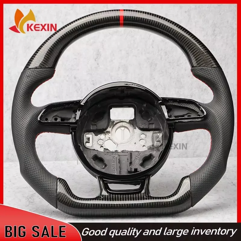 Custom Steering Wheel For Audi A3 A4 A5 A6 A7 Q3 Q5 Q7 Perforated Steering Wheel Flat Bottom Steering Wheel Carbon Fiber