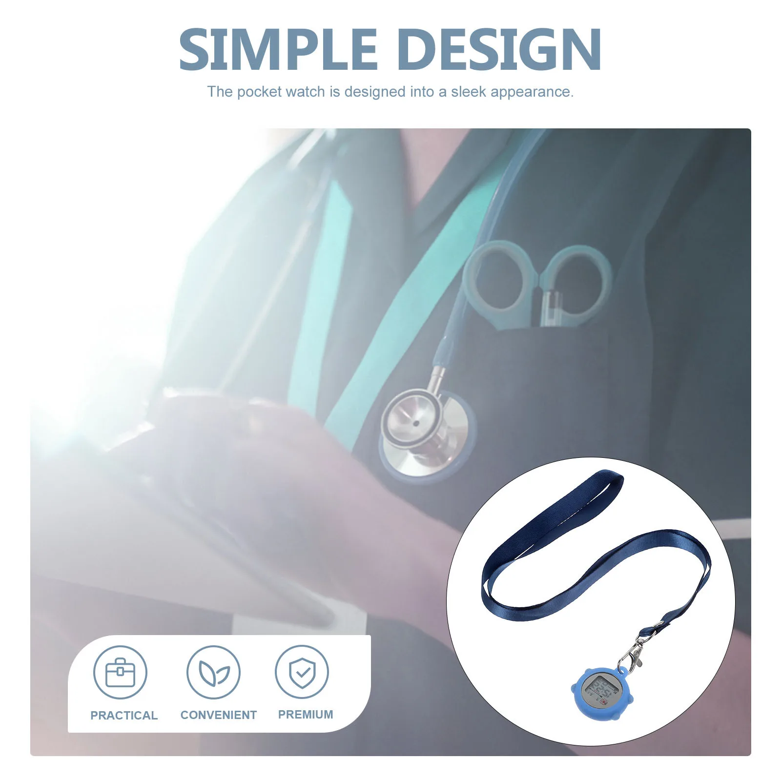 ساعة ممرضة ساعة جيب طبية تصميم متوهج للطلاب الأطباء والممرضات المحمولة مشبك وجه مستدير على النساء الرجال هدية