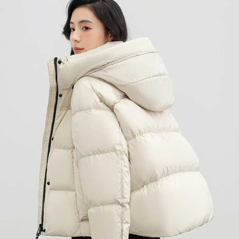 

Winter Warm Coat Hooded Short Section White Duck Down Down Jacket Women's Bakery Clothing 2024 New High-end Temperament Parka